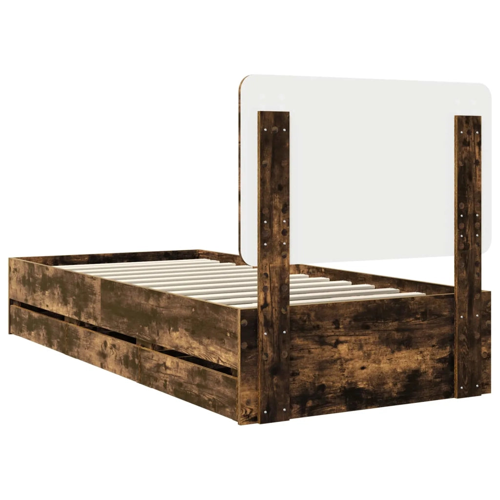Struttura del letto con cassetto Rovere fumé 100 x 200 cm 3412627