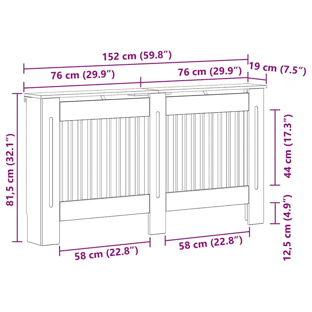 Copertura per radiatori Legno vecchio 152 x 19 x 81,5 cm CFW7066751