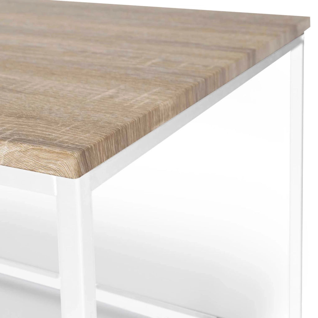IDMarket - Tavolino 113 cm legno e metallo bianco, design industriale DETROIT