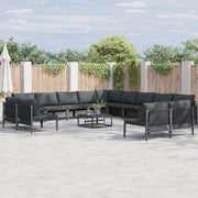 Set Divano da Giardino con cuscino 14 pcs Nero Acciaio 3379033