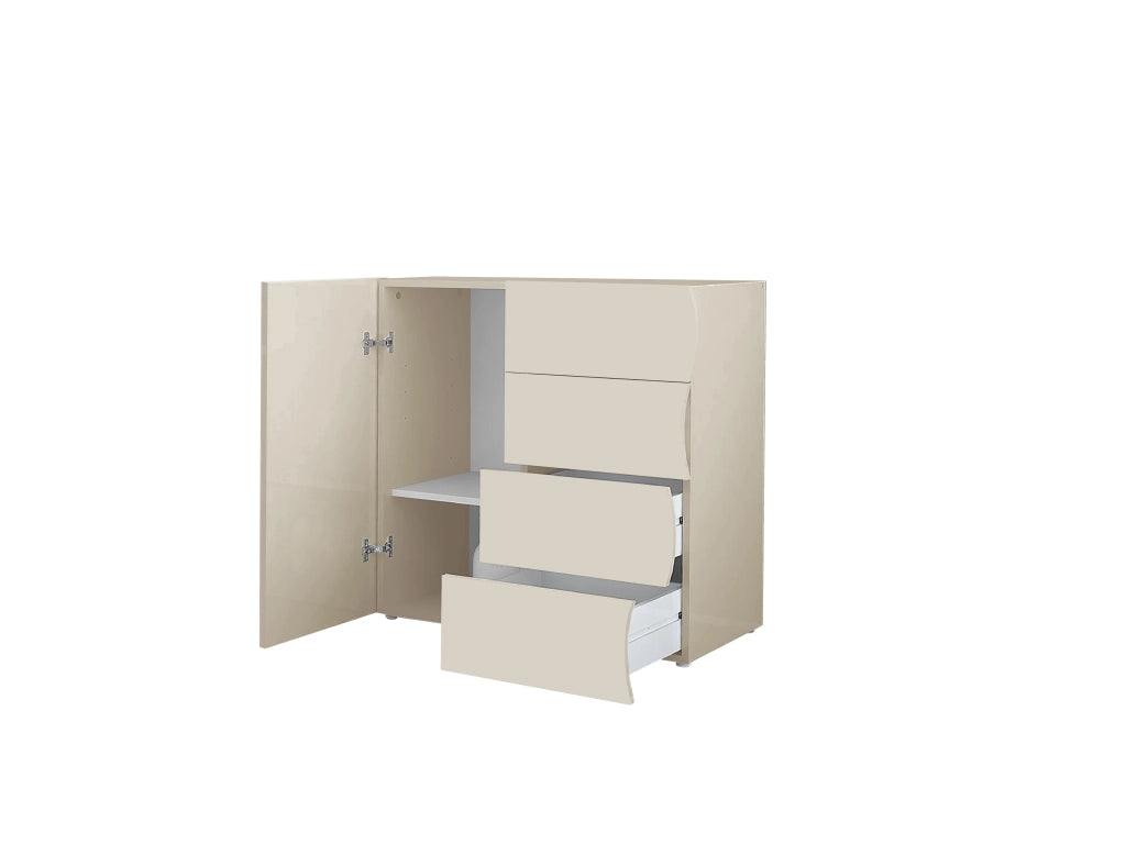 Mobile Multiuso 1 Anta 4 Cassetti Onda 90x40x81 cm Finitura in Melamina Cachemire