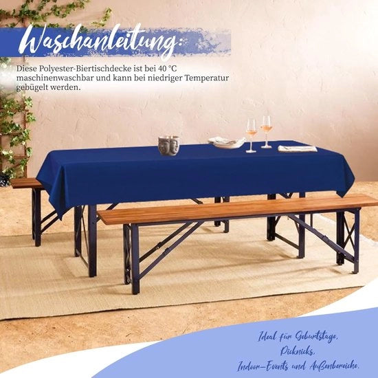 Set di tovaglia da tavolo - Tovaglie da tavolo - Decorazione festiva - Tovaglia in poliestere premium - 2x 250x100cm - Blu marino