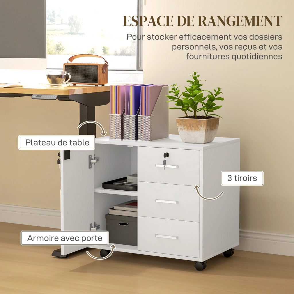 Scrivania con cassetti e ripiano regolabile ¨C zephmum ¨C bianco 40x60x56 cm