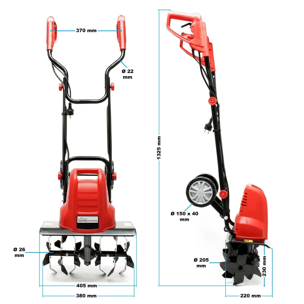 Motocoltivatore elettrico 1500 watt 200 giri/min per arare zappare e diserbare 16_0002657