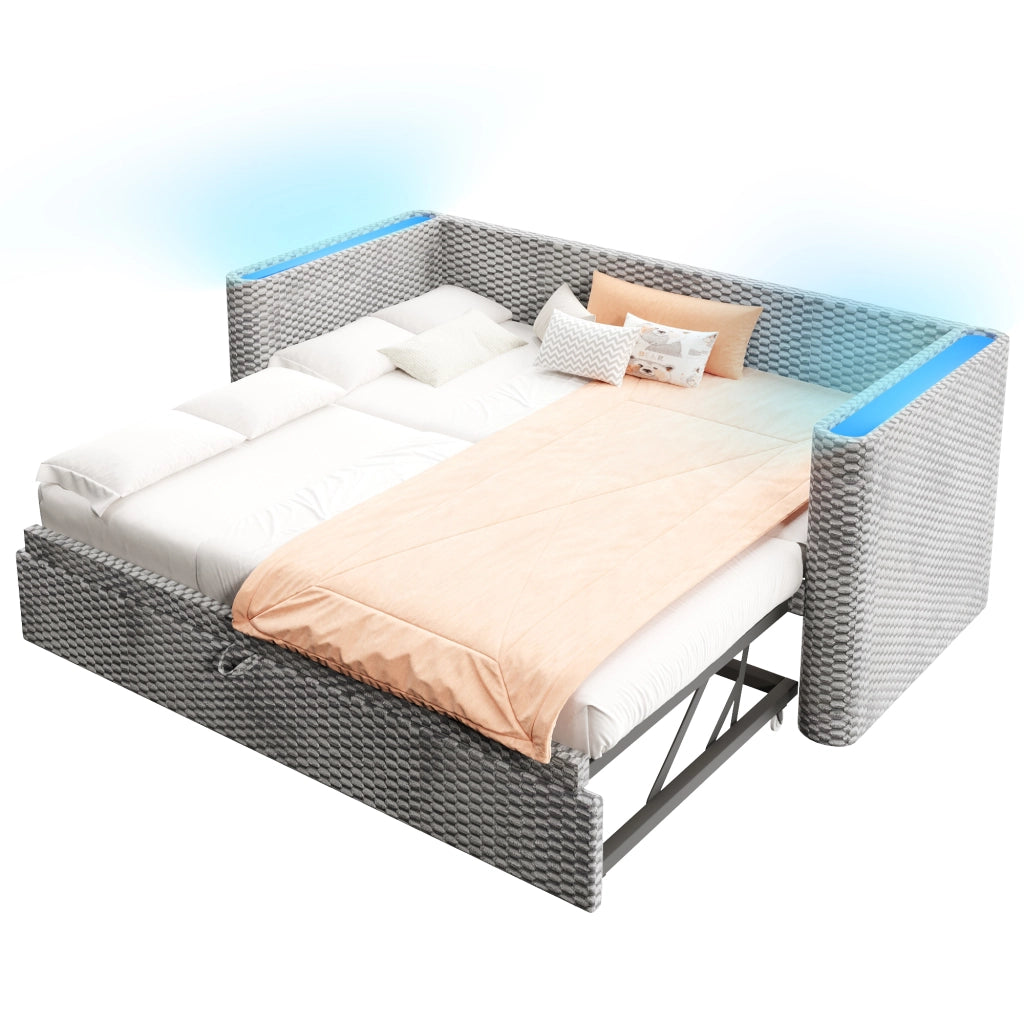 Tagesbett multifunzione velluto grigio 90x200 cm