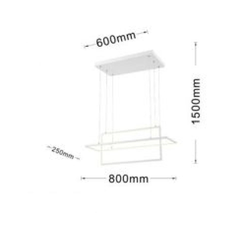 Trade Shop - Lampadario Soffitto Sospensione 2 Rettangoli Moderno Lp-34b Luce 3000k 6500k 4000k -