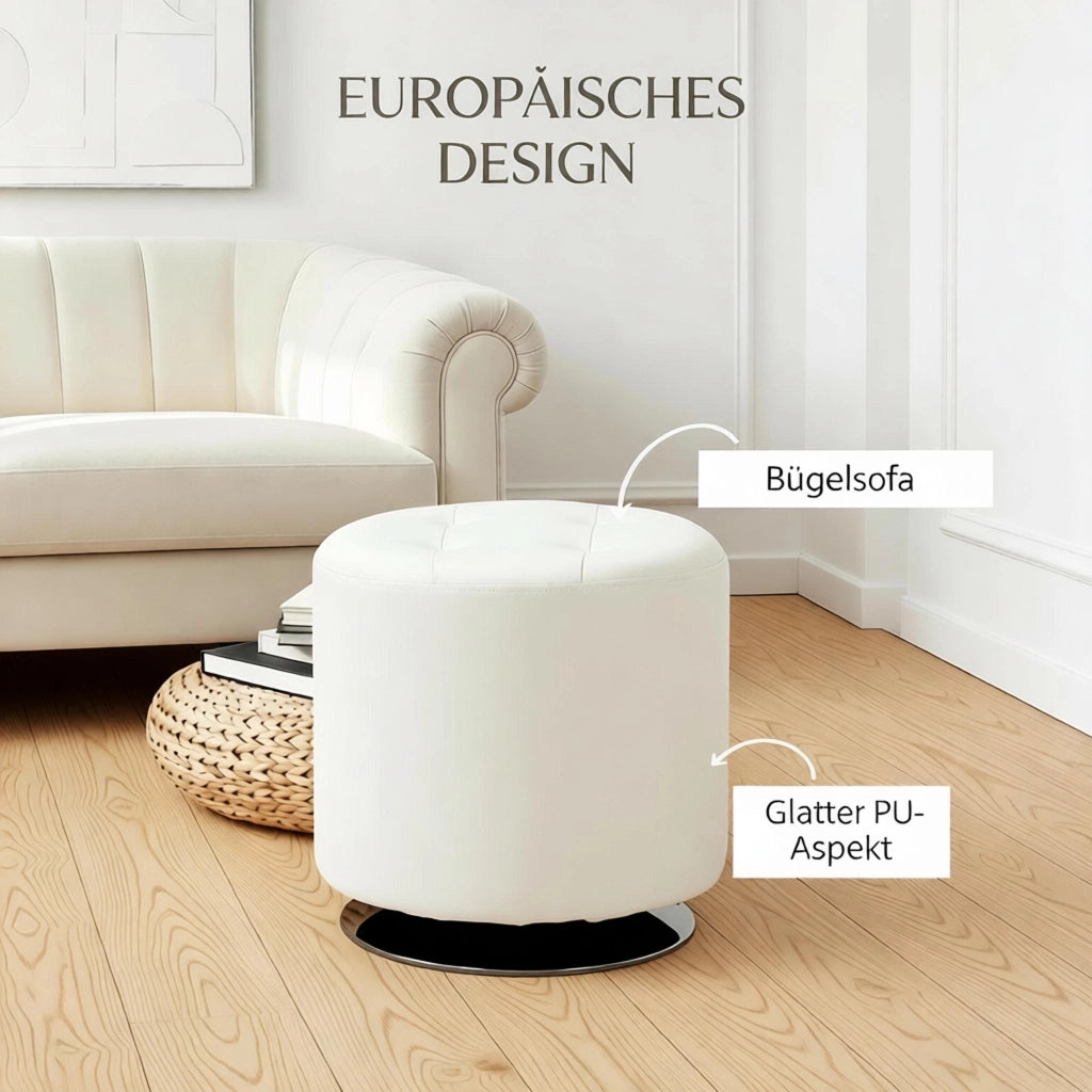 POGGIAPIEDI Girevole 360° Ø 45,5x44,5 cm PU Bianco