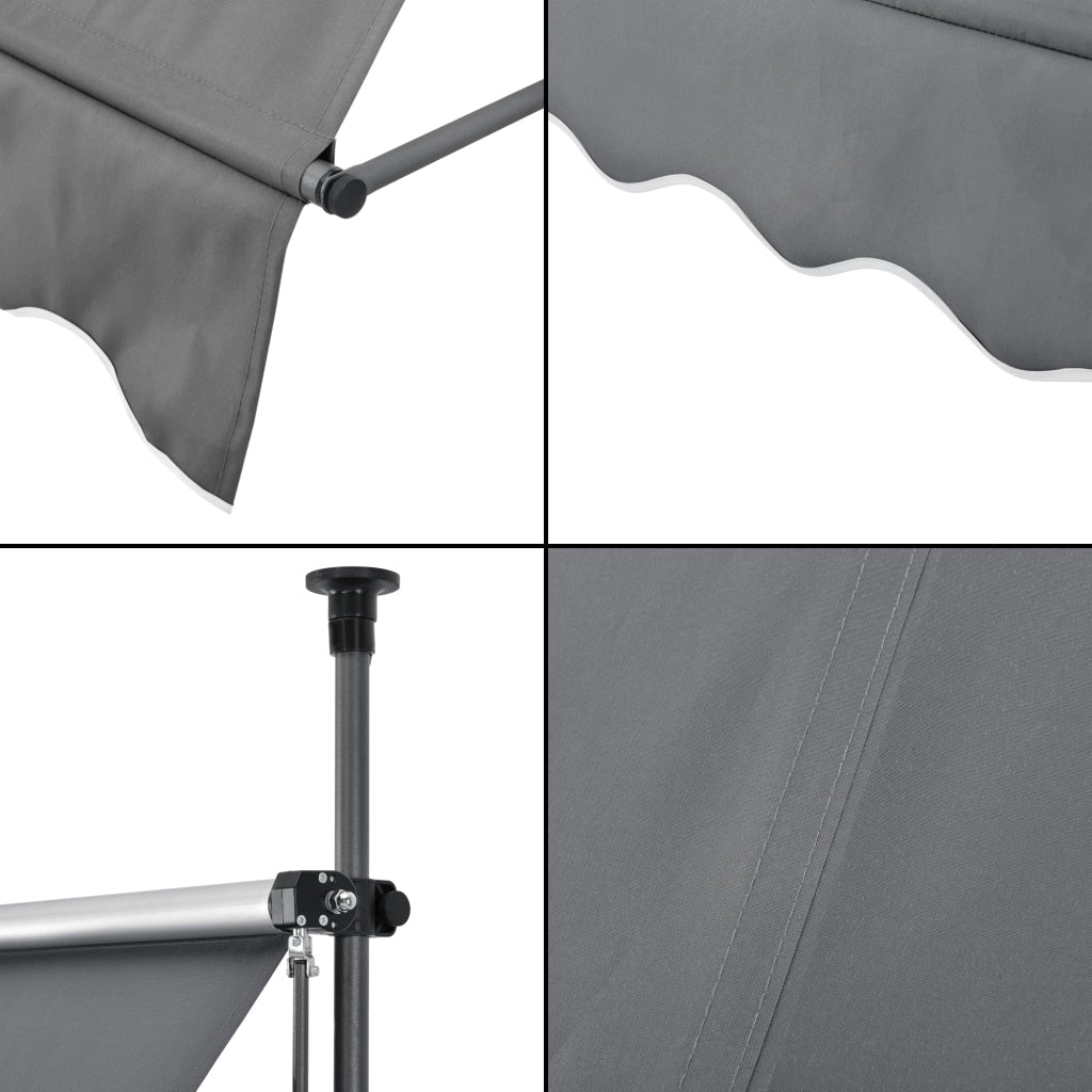 Tenda da sole telescopica in acciaio e poliestere 200 x 120 x 200-300 cm grigio ardesia 03_0008321