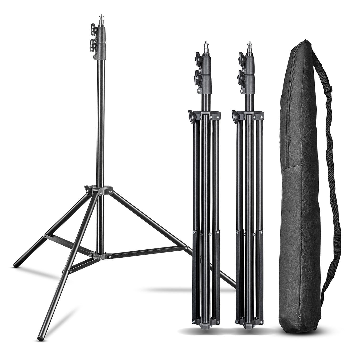 Set 3 stativi per luci FT-8051 max 5 kg e altezza fino a 260 cm, cavalletto fotografico per faretti LED flash ring light attrezzature foto e video, adattatore 3/8" e borsa