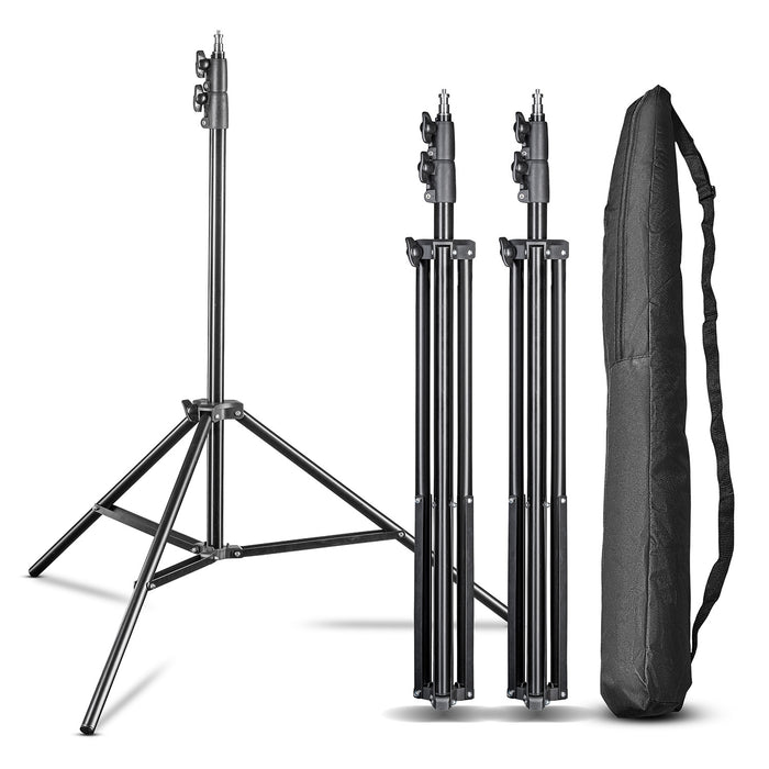Set 3 stativi per luci FT-8051 max 5 kg e altezza fino a 260 cm, cavalletto fotografico per faretti LED flash ring light attrezzature foto e video, adattatore 3/8" e borsa