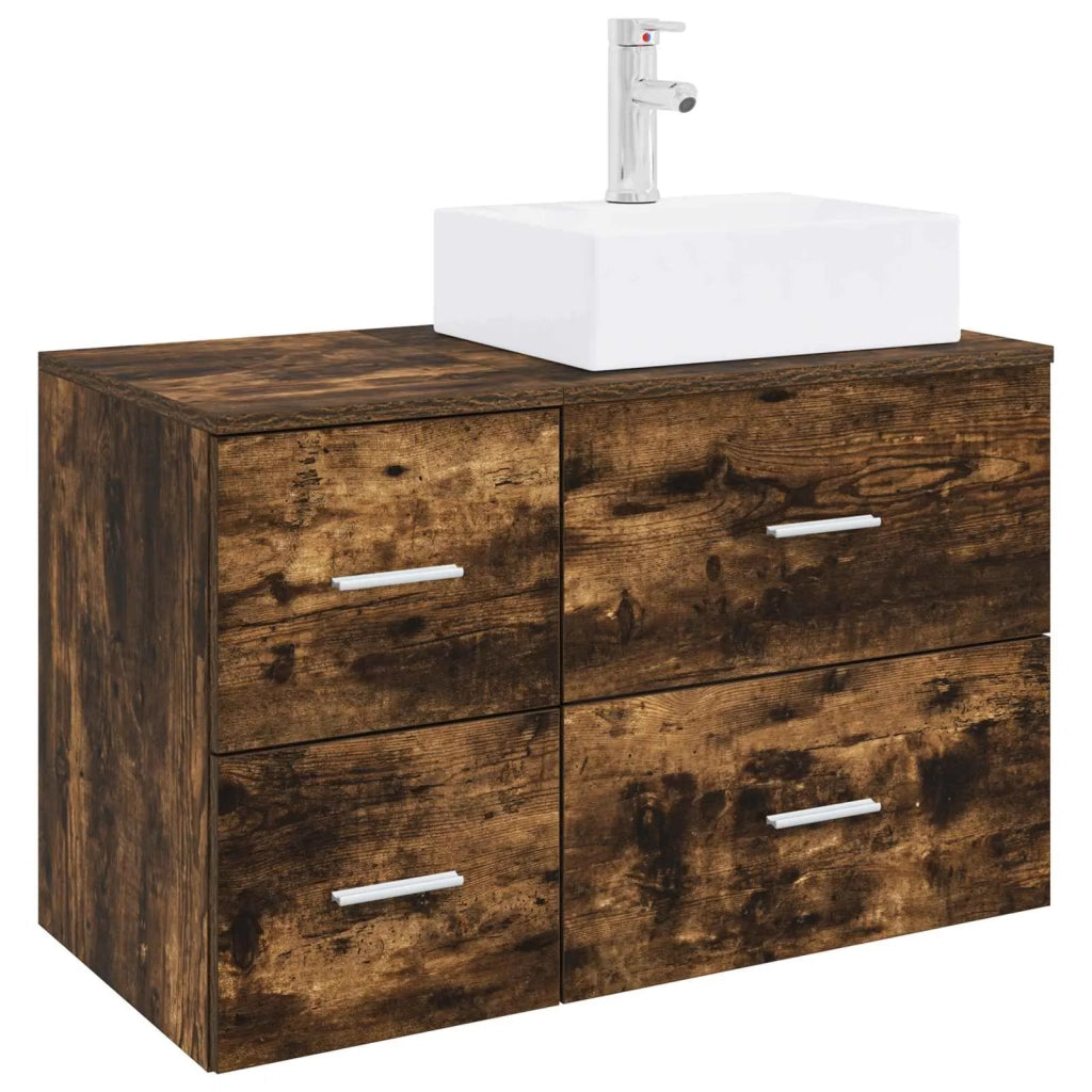 Set di mobili per il bagno 2 pz Rovere Fumo 3403972