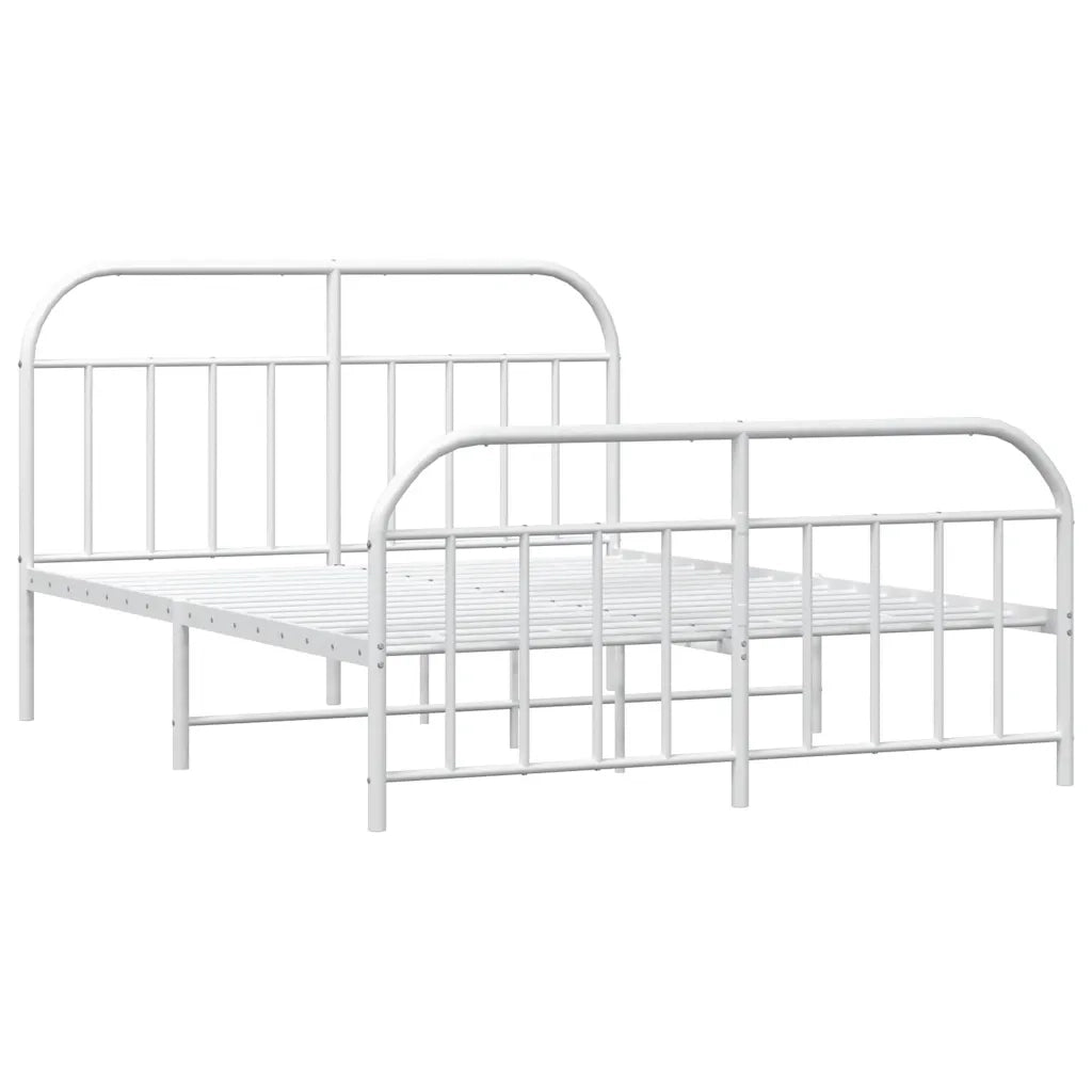 Giroletto con Testiera e Pediera-Struttura Letto Metallo Bianco 135x190 cm 873003
