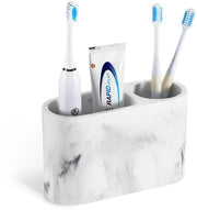 Sostegno per spazzola da denti, 2 alloggiamenti per spazzola da denti e dentifricio per bagno, supporto per spazzola da denti elettrica per vanità da bagno, accessori da bagno, materiale: grind bianco