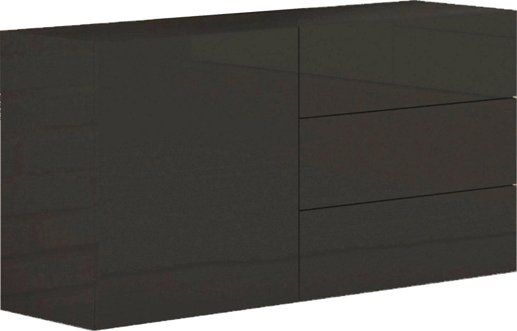 Credenza 1 Anta + 3 Cassetti 110x40x60,5 cm Metis Antracite Lucido