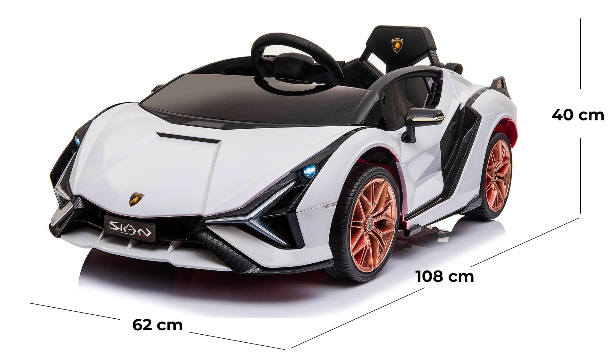 Macchina Elettrica per Bambini 12V con Licenza Lamborghini Sian FKP 37 Bianca