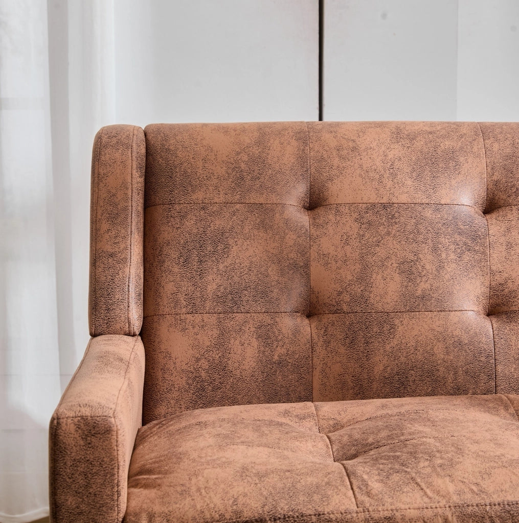 Panca imbottita 2 posti in effetto suede color Coffee