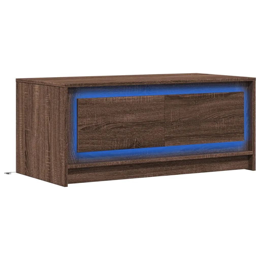 Tavolino da Salotto con Luci LED Rovere Marrone in Truciolato 851990
