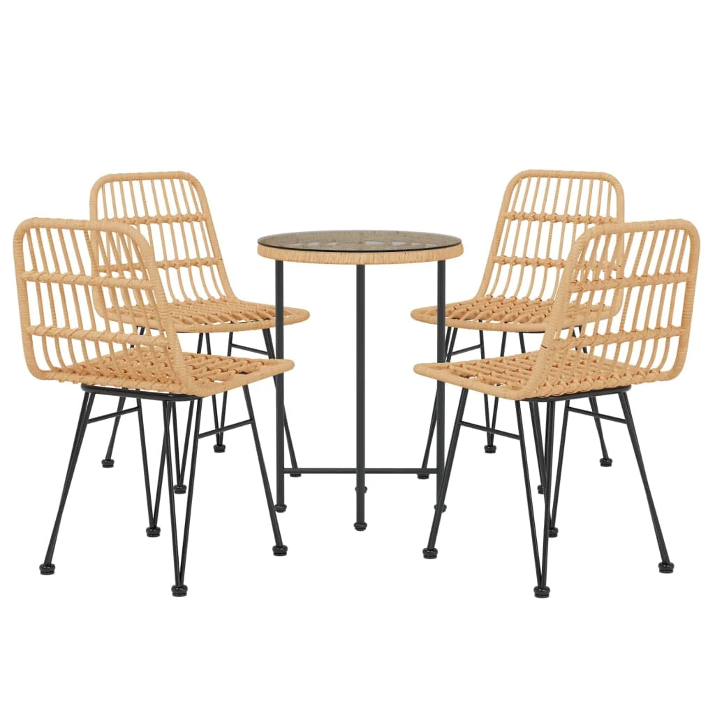Set da pranzo da esterno 5 pezzi mobili da giardino resina di vimini 02_0014329