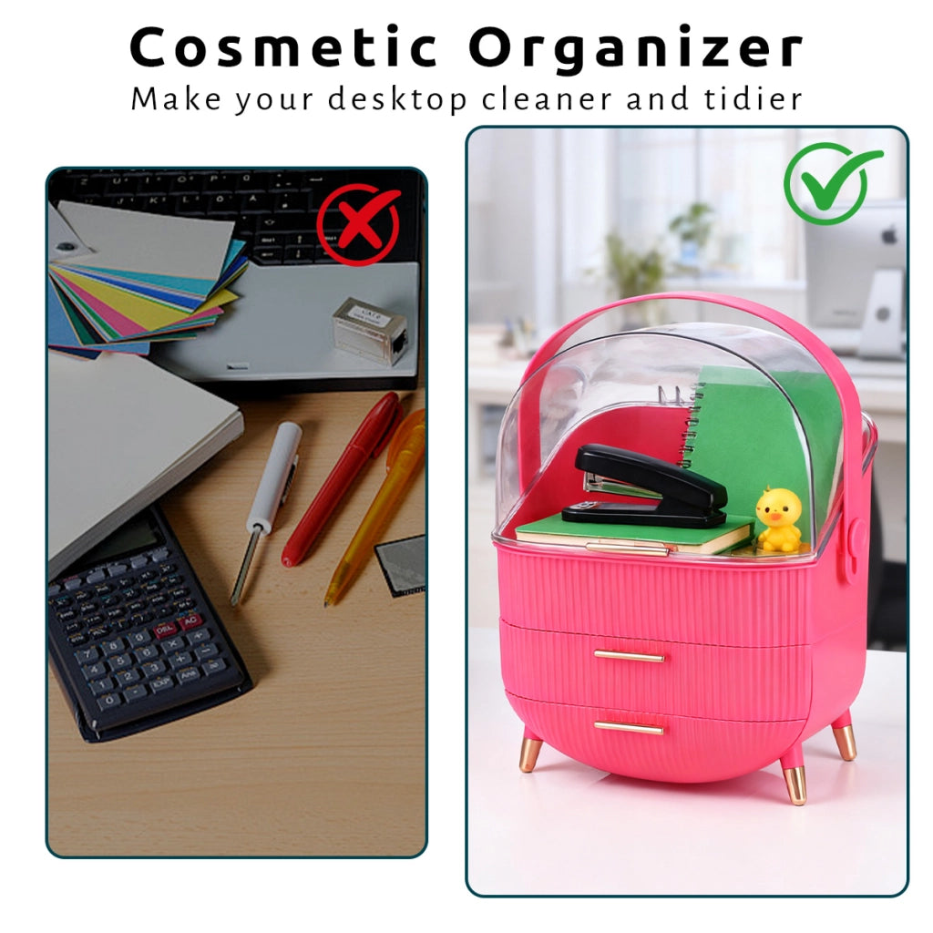 ZMH Porta trucchi da scrivania con più cassetti contenitore per cosmetici rosso rosa 29 x 19 x 38 cm