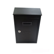CASSETTA POSTALE ESTERNO A PARETE BUCA LETTERE IN ACCIAIO TETTO CHIAVE 30x20x6cm NERA