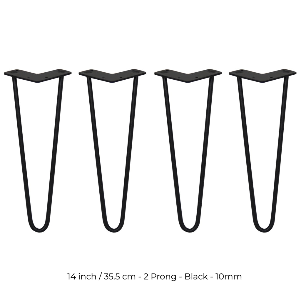 4 Gambe per Tavolo a Forcina SkiSki Legs 35,5cm Acciaio Nero 2 Rebbi 10mm