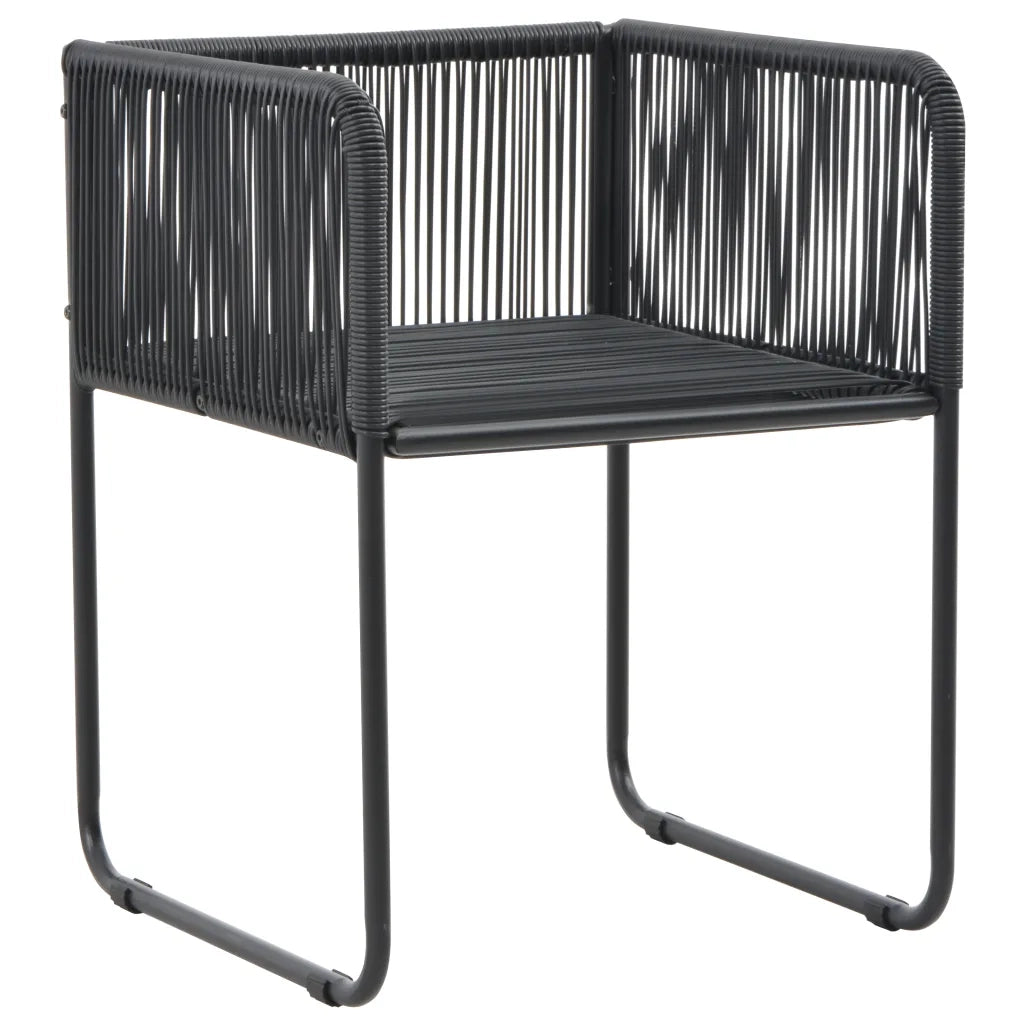 Set da Pranzo da Giardino 7 pz in Rattan PVC Nero