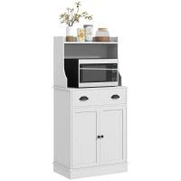 Mobile Armadio Microonde per Cucina con Spazio Aperto, 1 Cassetto e Armadio a 2 Porte, 61 x 35 x 125,4 cm, Bianco