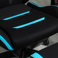 Sedia da Gaming con Supporto Lombare, Sedia Ufficio Ergonomica con Altezza Regolabile in Tessuto Nero e Blu, 65x65x119-129cm