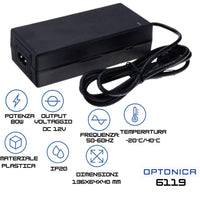 Alimentatore optonica 6119 80w 12v 6.5a ip20 per strisce led alta efficienza