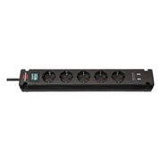 Ciabatta con 5 prese e 2 porte USB universali Bremounta 3m Nero Brennenstuhl