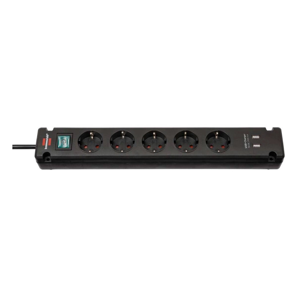 Ciabatta con 5 prese e 2 porte USB universali Bremounta 3m Nero Brennenstuhl