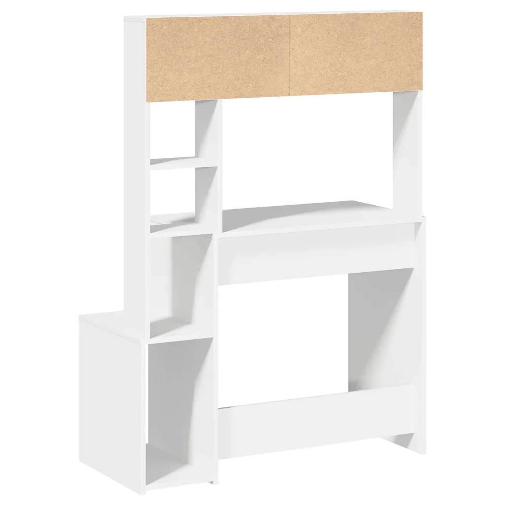 vidaXL Scrivania con Mensole Bianca 100x45x140 cm in Legno Multistrato