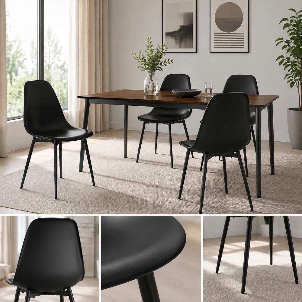 Dining Chairs, Set Of 4, Black PP