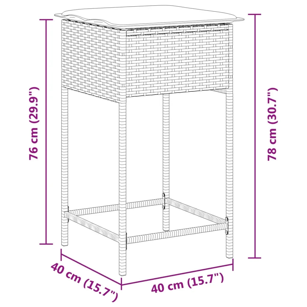 Sgabelli da Bar con Cuscini 2 pz Beige in Polyrattan