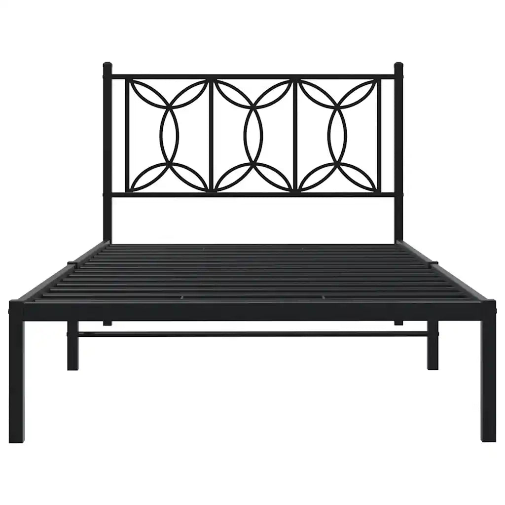 Giroletto con Testiera in Metallo Nero 107x203 cm