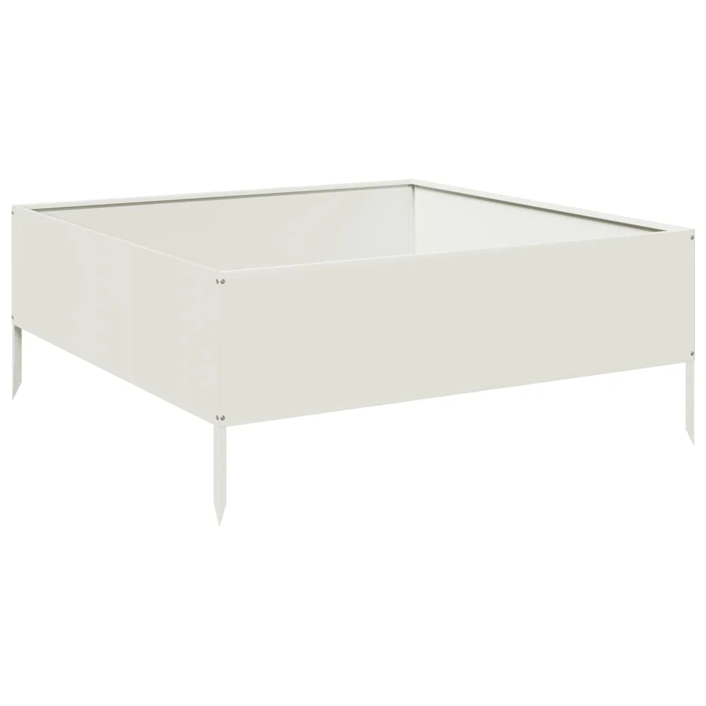 Fioriera rialzata per piante fiori patio giardino 100 x 100 x 25 cm acciaio bianco 02_0039265
