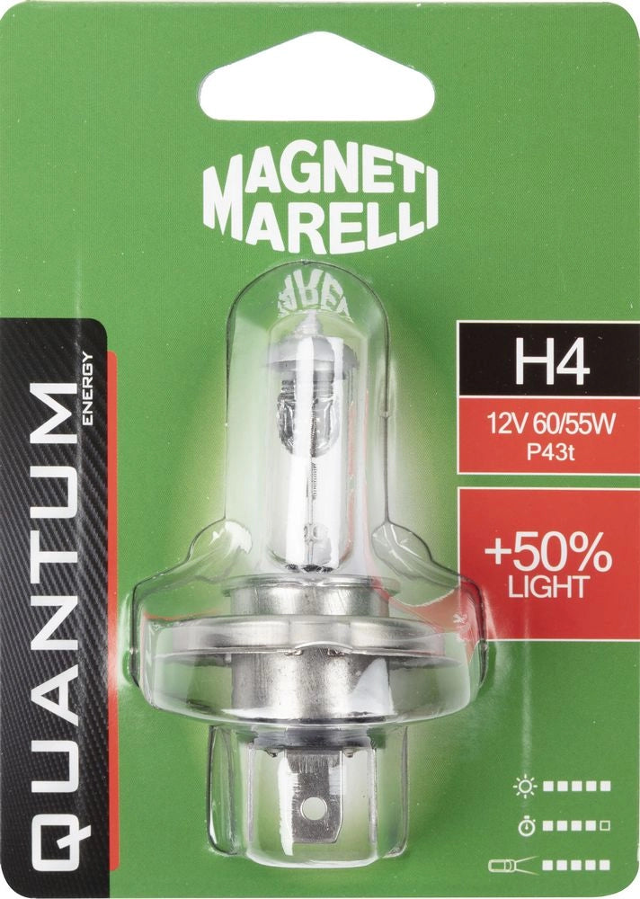 Magneti Marelli H4 lampadina singola auto +50% light 12V 60/55W attacco P43t