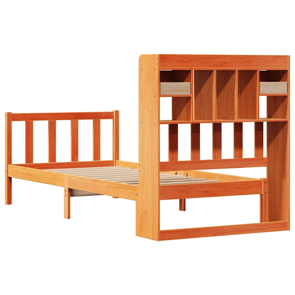 Letto Libreria senza Materasso Marrone Cera 75x190 cm in Pino 3321753