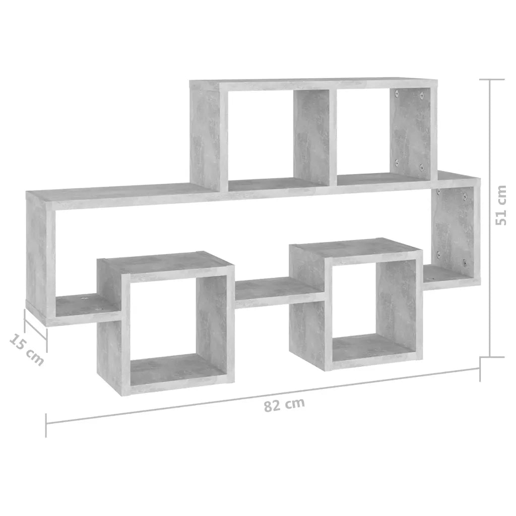 Scaffale Muro | Mensola a parete Auto Grigio Cemento 82x15x51 cm Legno Multistrato
