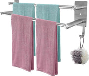 Sostegno asciugamani 40 cm - Supporto asciugamani in acciaio inossidabile - Accessori bagno con 2 ganci - Per bagno cucina camera da letto sostegno asciugamani