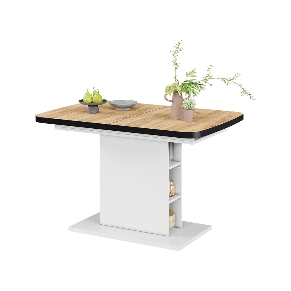 Vicco Tavolo da pranzo Estensibile Nero/Rovere Goldkraft/Bianco 120/160 x 80 cm 2 parti