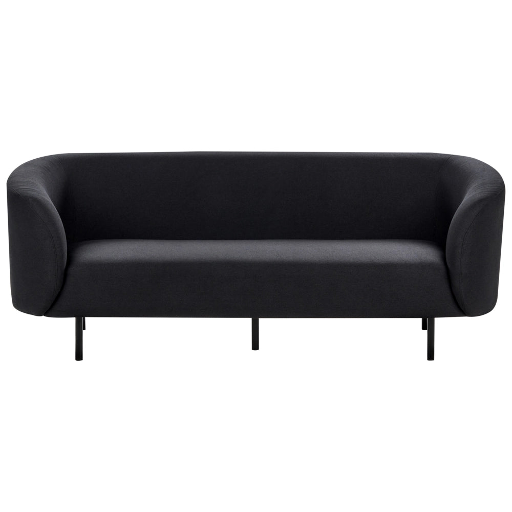 Divano 3 posti in poliestere nero con gambe nere stile glamour retrò soggiorno