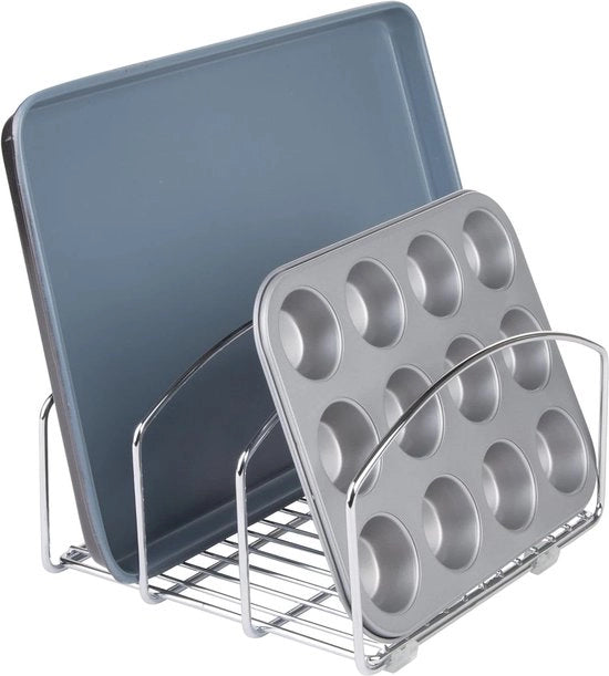 Organizzatore per pentole e piatti da cottura, 20,32 cm, cromato, acciaio, cromato, 21,3 x 25,2 x 14,1 cm
