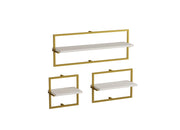 Mensola da parete in legno "Yeso" - 80 x 20 x 30 cm - Bianco, Oro