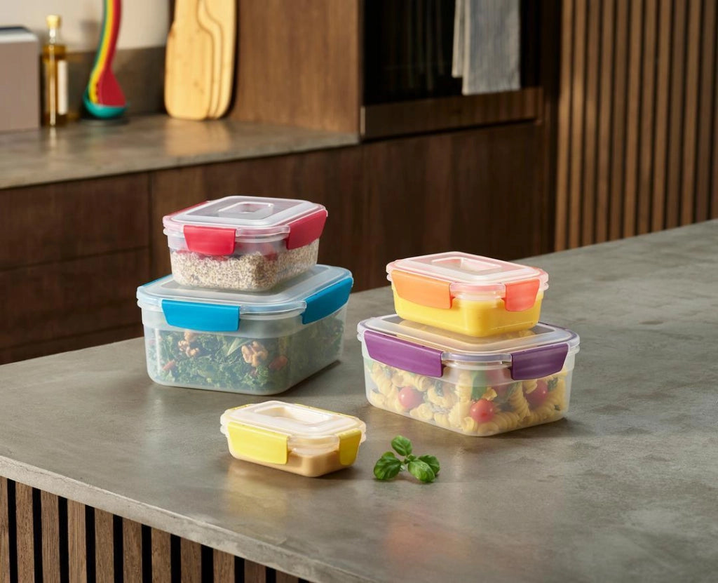 Joseph Joseph 81081 Nest Contenitore per Alimenti 5 Pezzi 230 ml 540 ml 1,1 l 1,85 l 3 l Plastica e Silicone Multicolore
