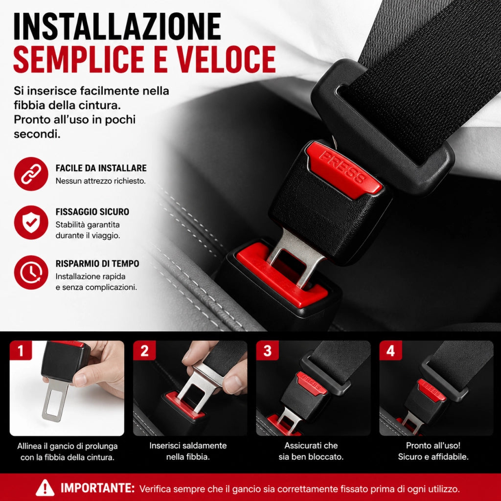 2 Prolunghe Cintura di Sicurezza Clip per Auto Universale