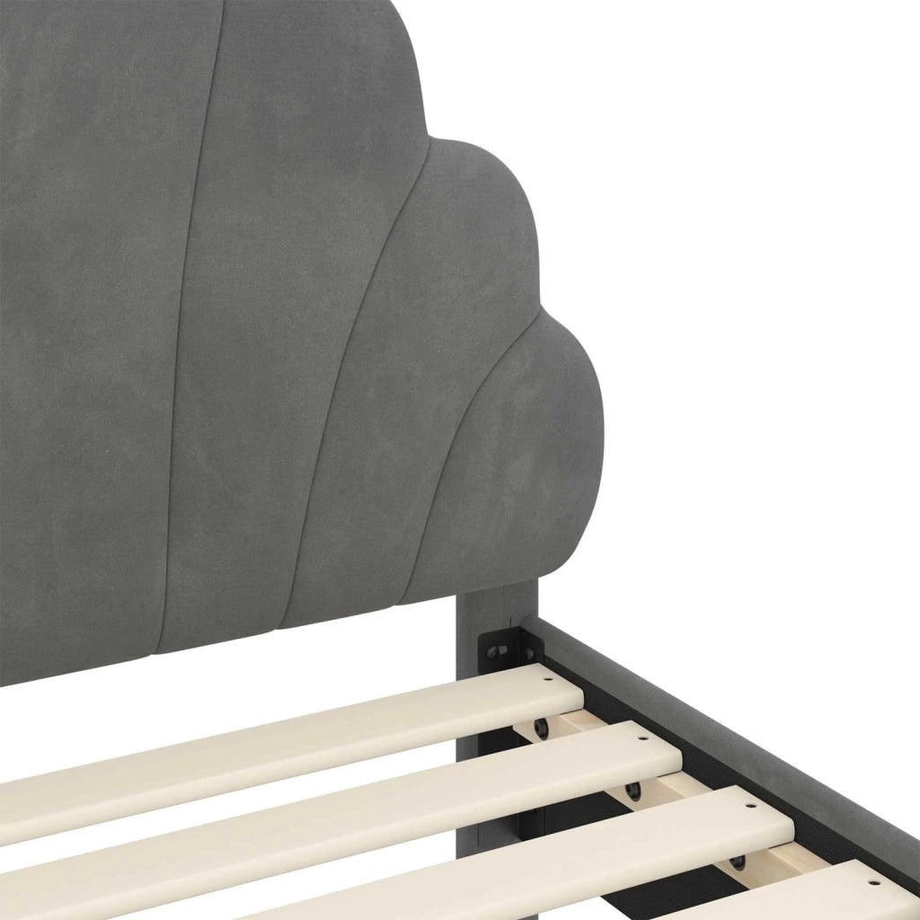 Struttura letto per bambini con testata Grigio Scuro Velluto