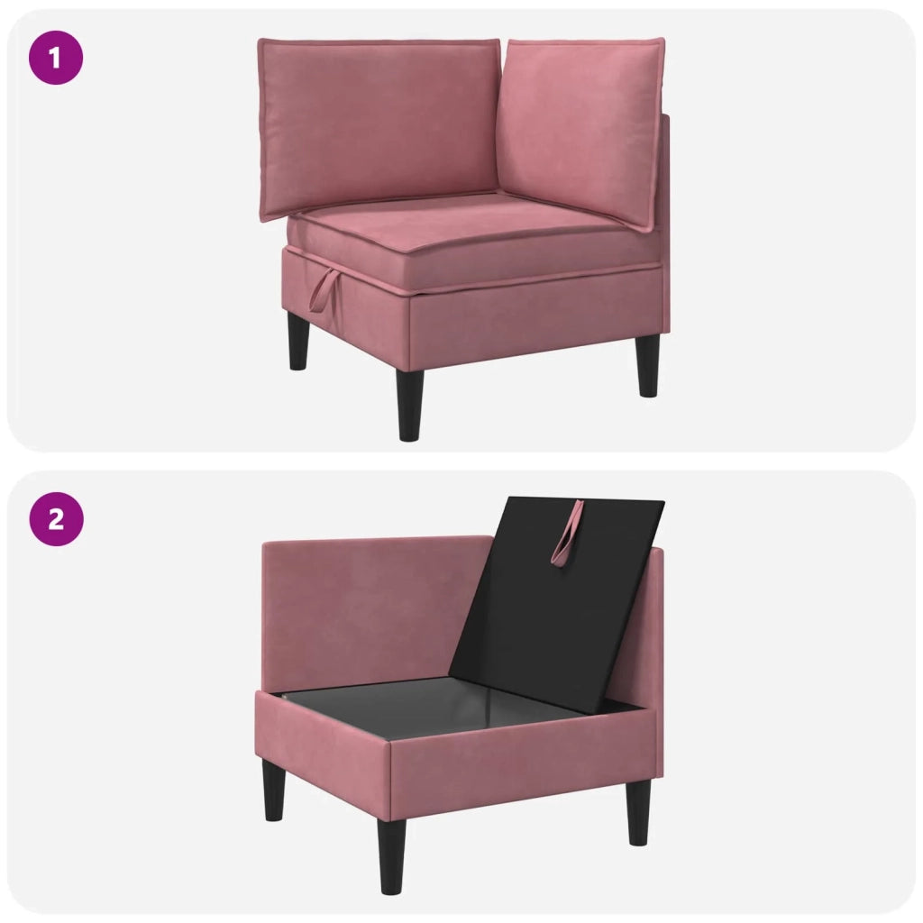 Divano con Stoccaggio Rosa Velluto