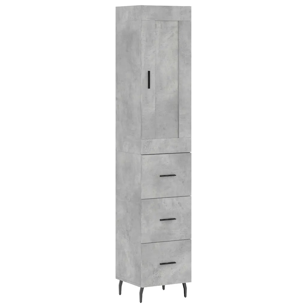 Credenza | Madia | Buffet da pranzo | Armadio da pranzo Grigio Cemento 34,5x34x180 cm in Legno Multistrato