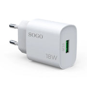 Caricatore USB rapido 18W con Quick Charge 3.0, uscita 5V 9V 12V, per smartphone e tablet - SOGO